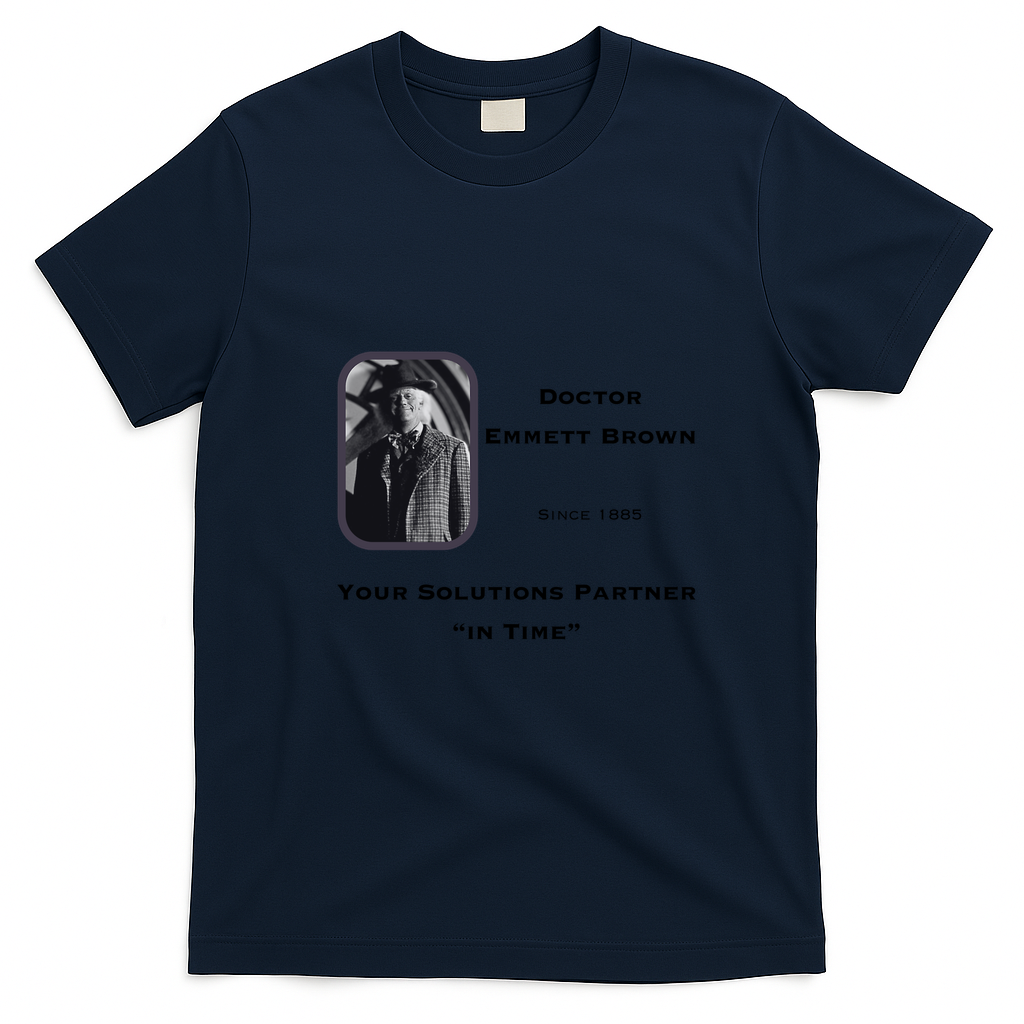 Dr. Emmett Brown Retro Graphic Tee – Edition 2 - Navy Blue