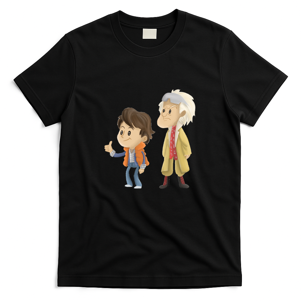 Doc and Marty Retro Graphic Tee - Black