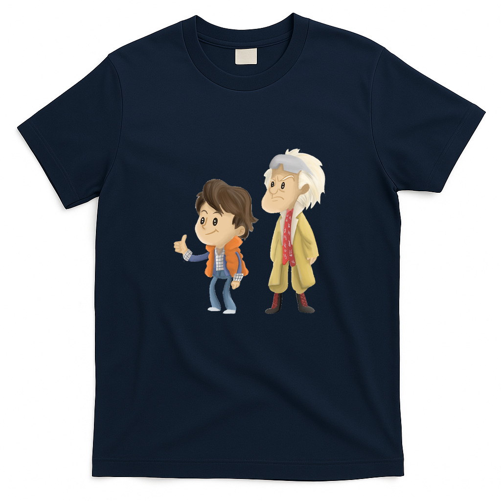 Doc and Marty Retro Graphic Tee - Navy Blue