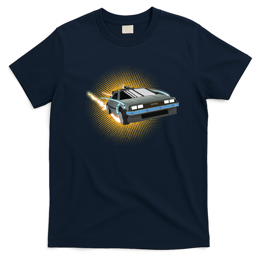DeLorean DMC-12 Retro Graphic Tee – Edition 14 - Navy Blue