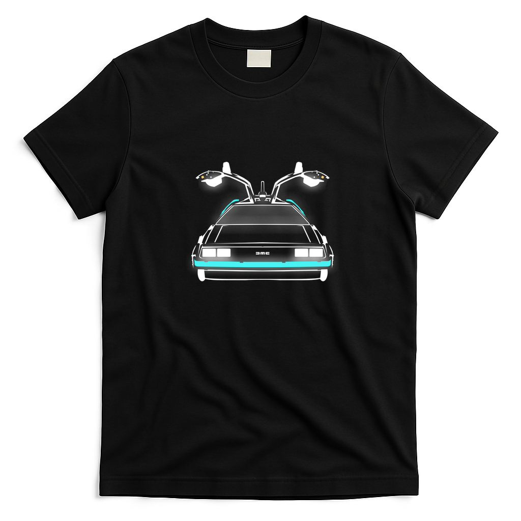 DeLorean neon Graphic T-Shirt - Black