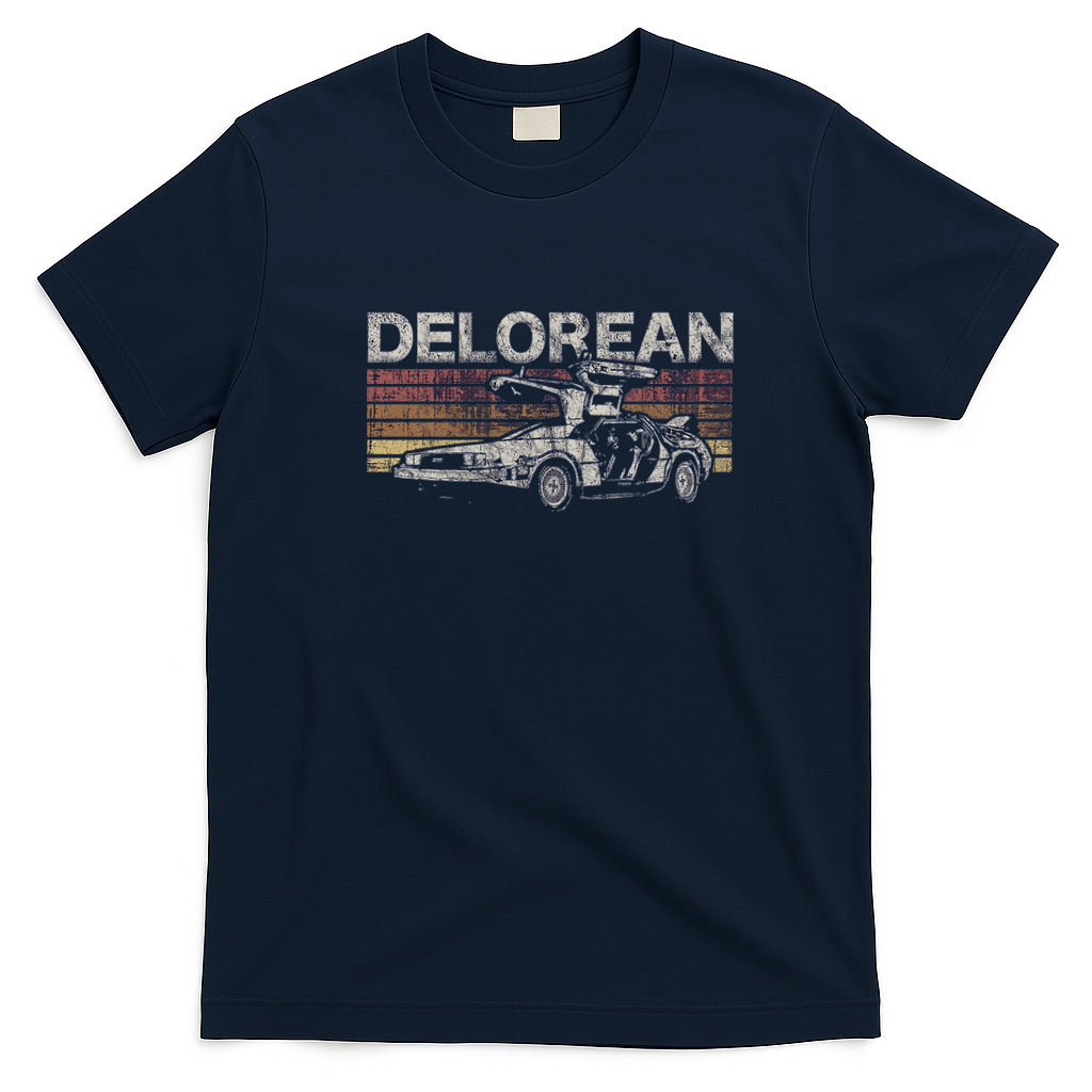 DeLorean Punk Rock Graphic T-Shirt - Navy Blue