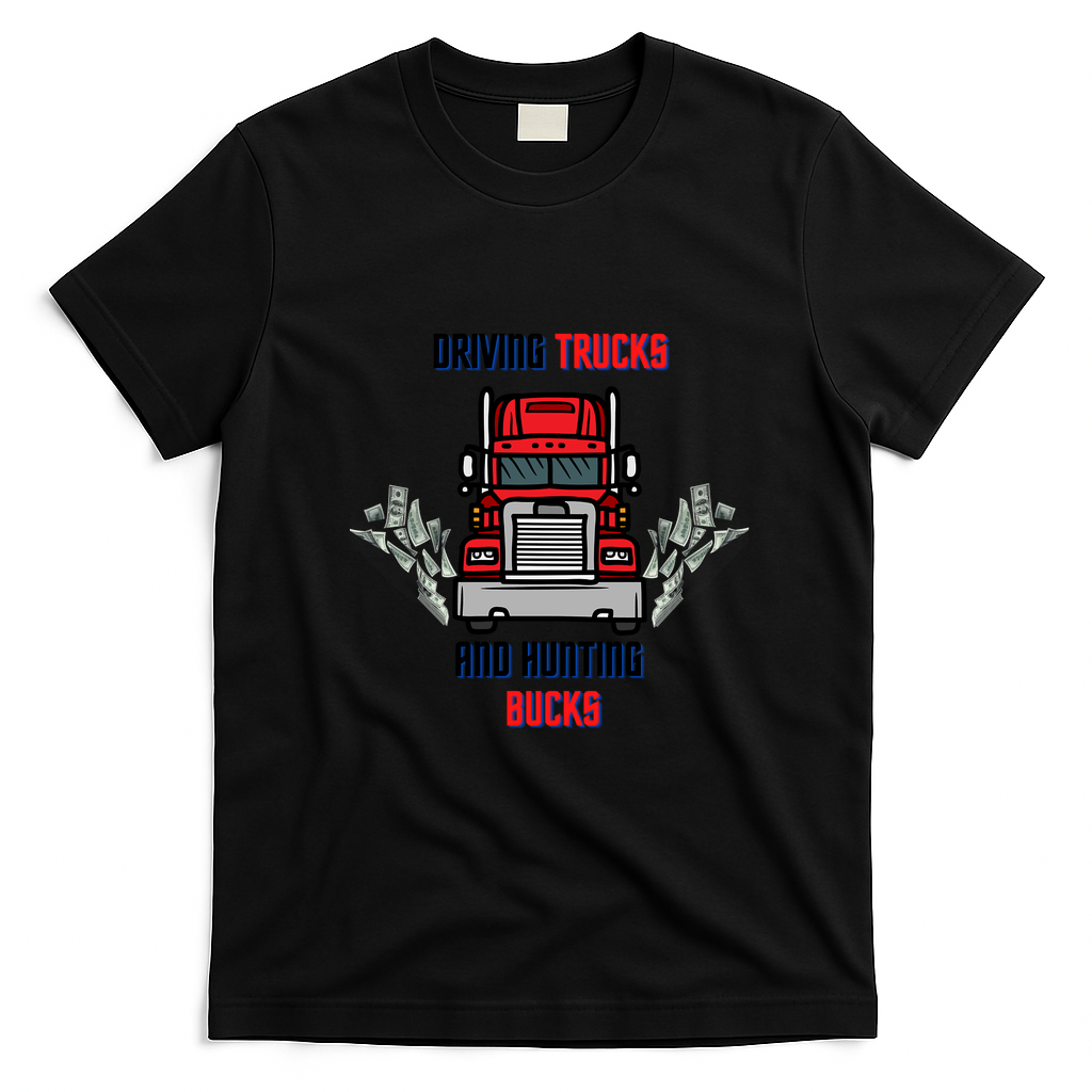 Driving Trucks and Hunting Bucks T-Shirt - Black
