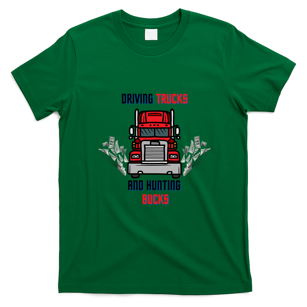 Driving Trucks and Hunting Bucks T-Shirt - Irish Green