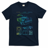 DeLorean Time Machine Patent Graphic T-Shirt - Navy Blue