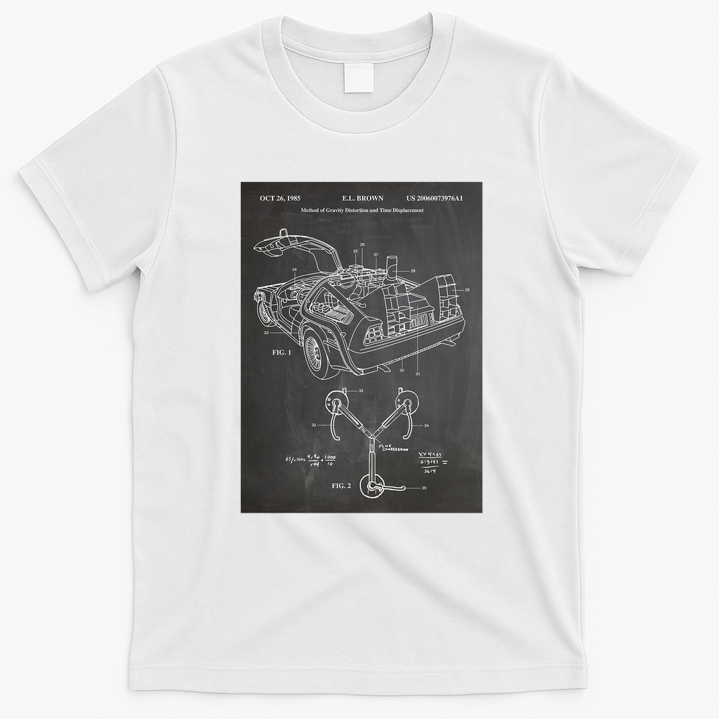 DeLorean Time Machine Car T-Shirt - White