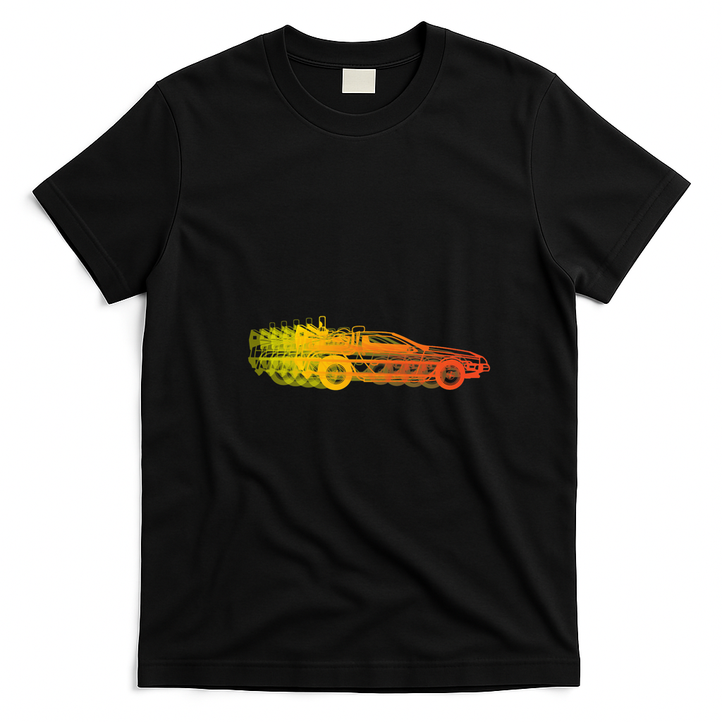 DeLorean Time Machine Retro Graphic Tee - Black