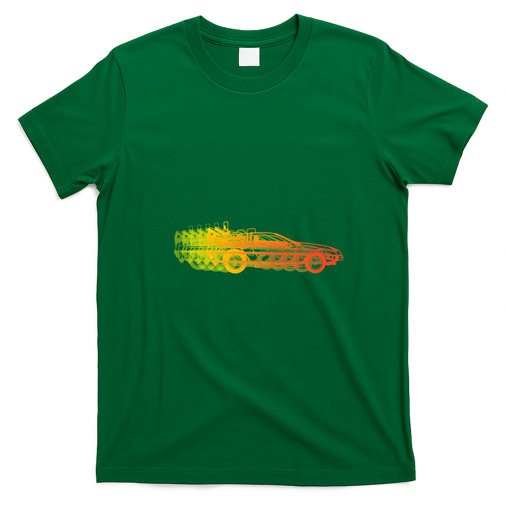 DeLorean Time Machine Retro Graphic Tee - Irish Green