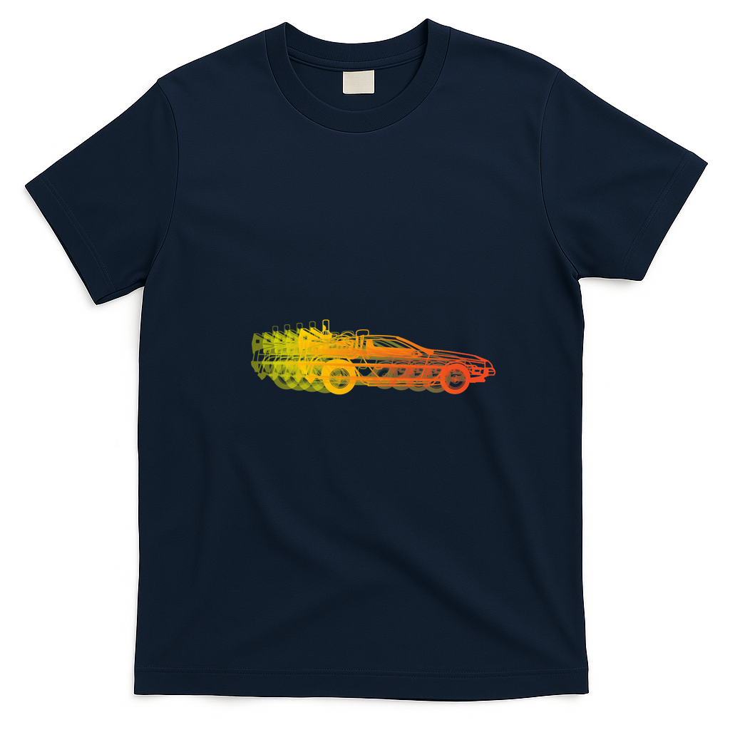 DeLorean Time Machine Retro Graphic Tee - Navy Blue