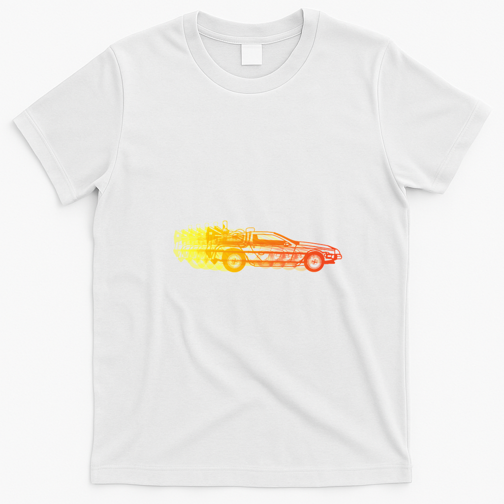 DeLorean Time Machine Retro Graphic Tee - White