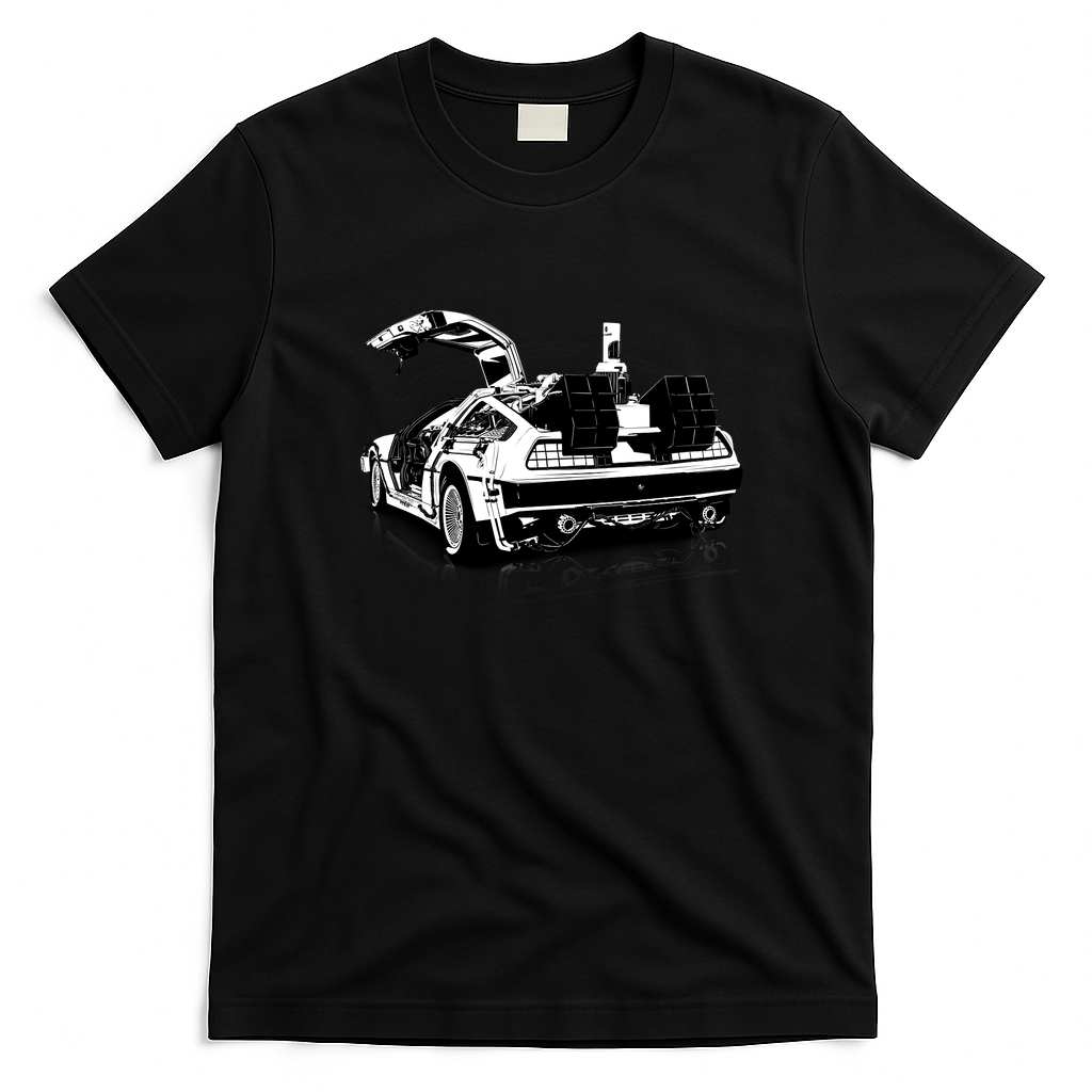 DeLorean Vector Graphic T-Shirt - Black