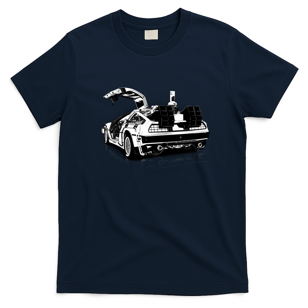 DeLorean Vector Graphic T-Shirt - Navy Blue