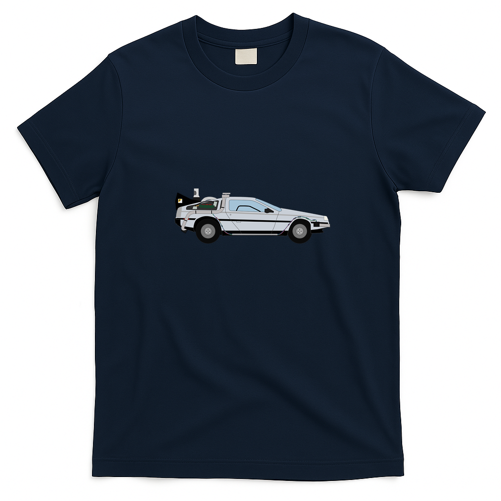 DeLorean DMC-12 Distressed Graphic Tee - Navy Blue