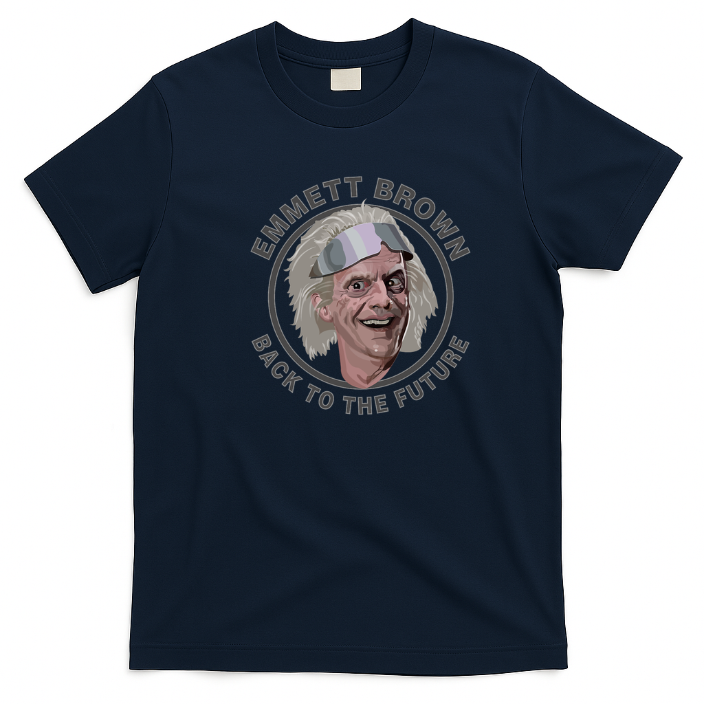 Emmett Brown Retro Graphic Tee - Navy Blue
