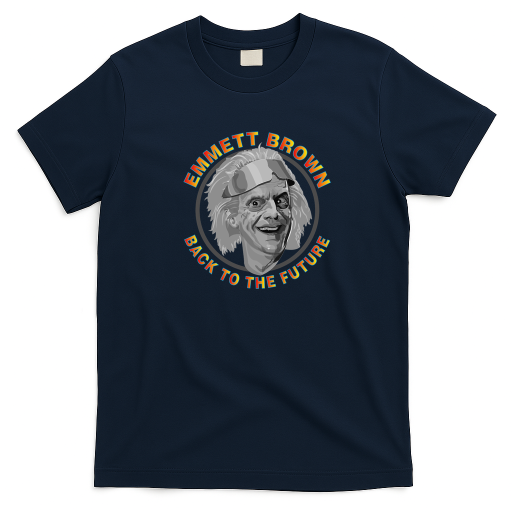 Emmett Brown Retro Graphic Tee – Edition 2 - Navy Blue