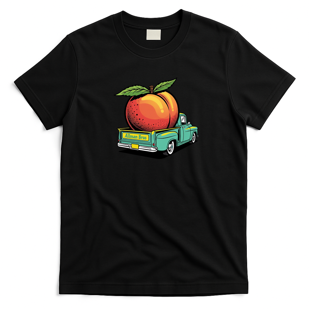 Eat a Peach Retro Graphic Tee - Black