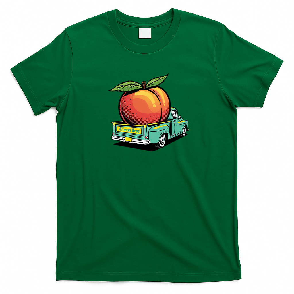 Eat a Peach Retro Graphic Tee - Irish Green