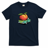 Eat a Peach Retro Graphic Tee - Navy Blue