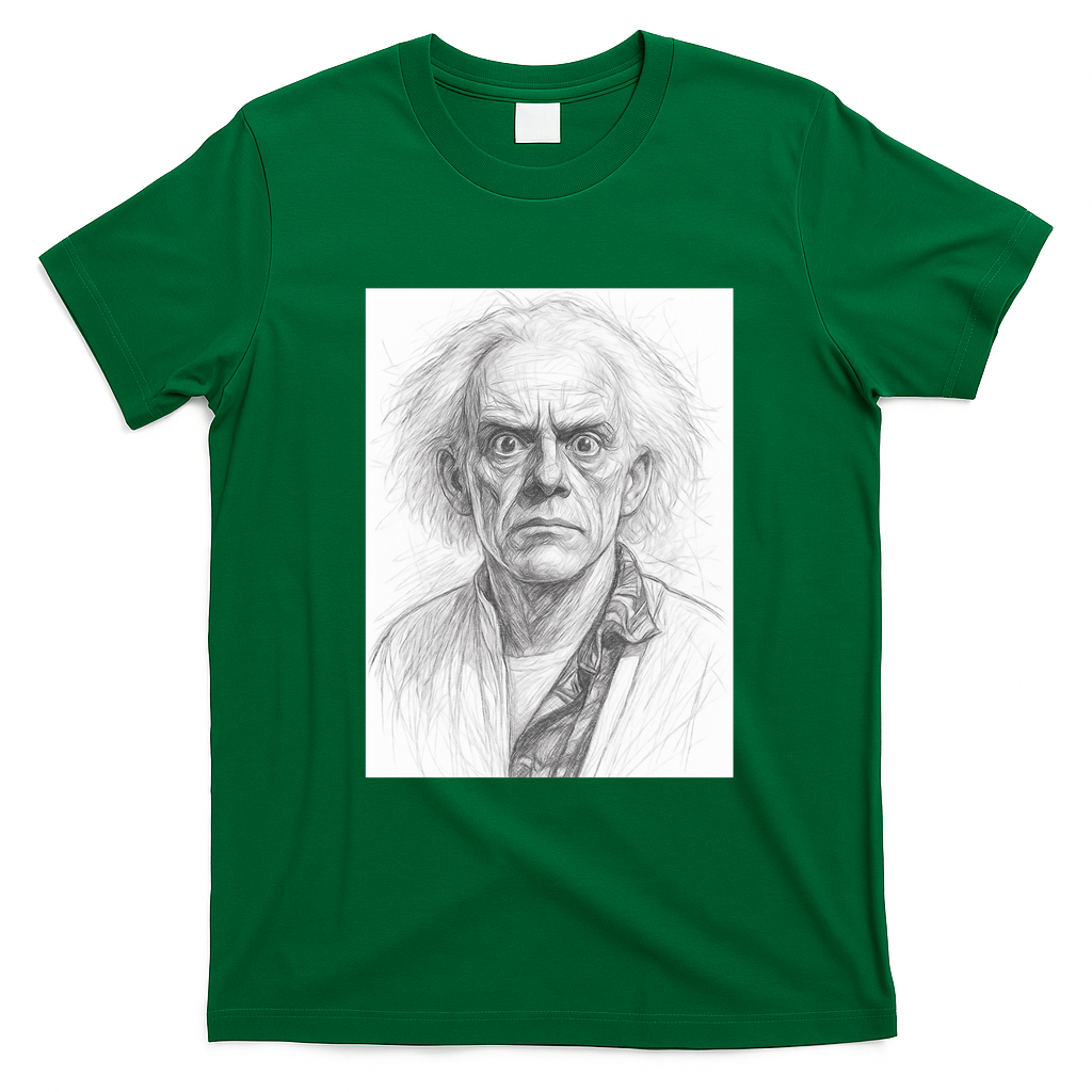 Film Character Pencil Sketch T-Shirt - Irish Green