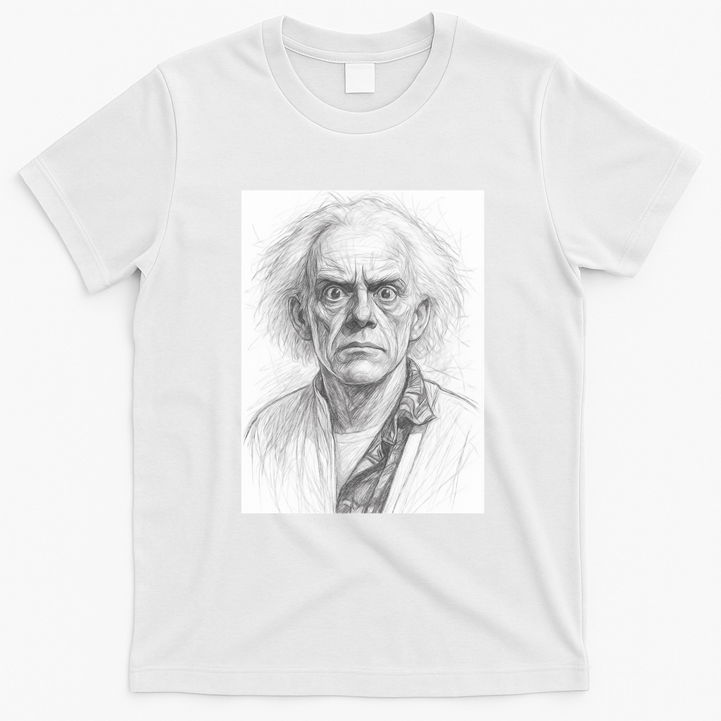 Film Character Pencil Sketch T-Shirt - White