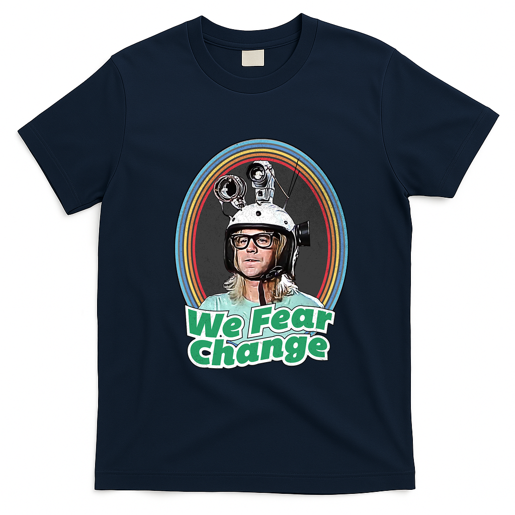 We Fear Change Retro Graphic Tee - Navy Blue