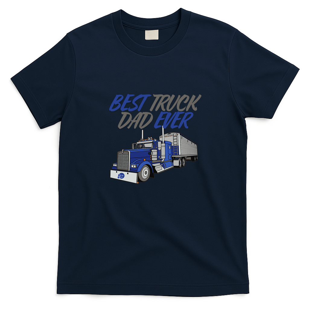 Trucker Dad Papa Grandpa Retro Graphic Tee - Navy Blue