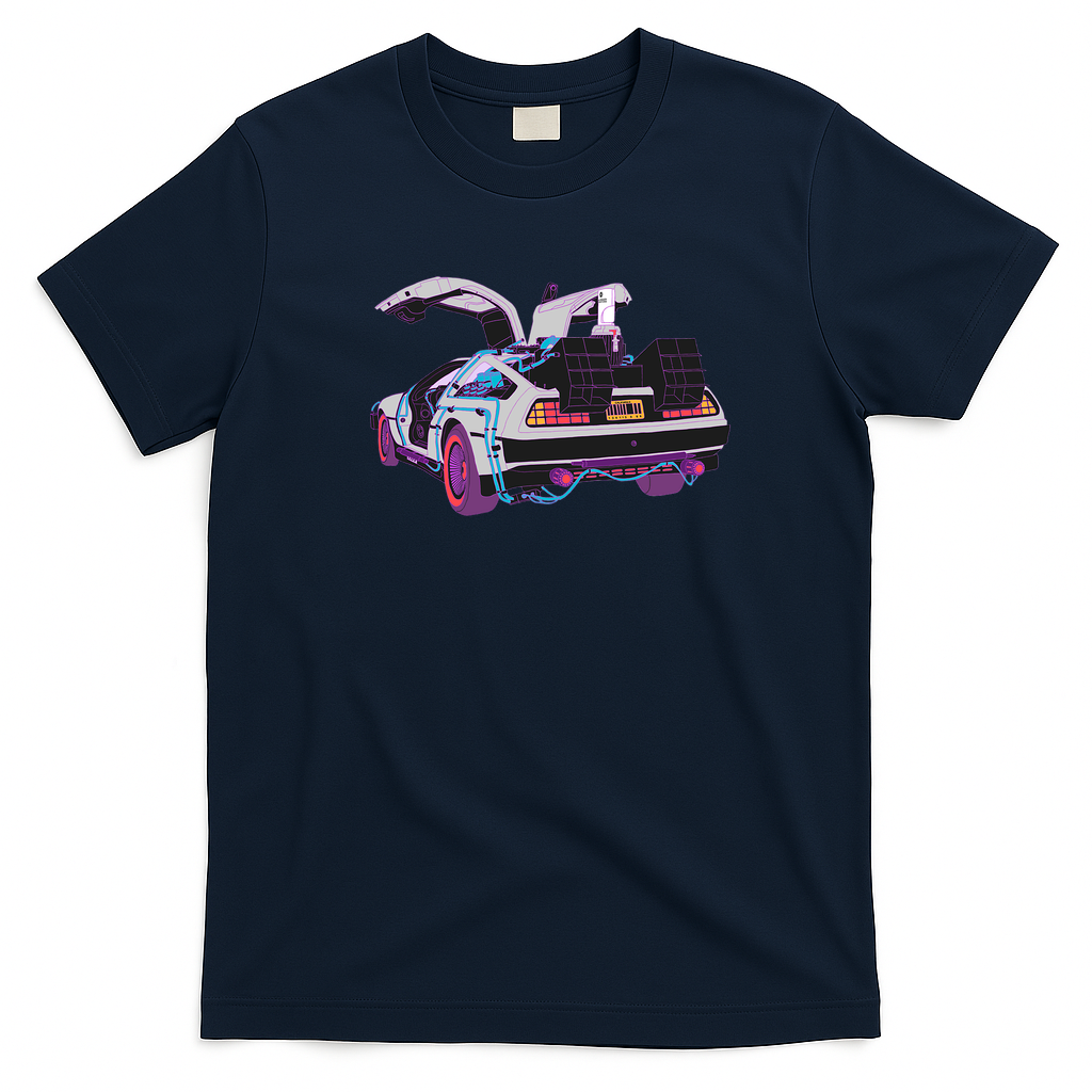 Future DeLorean Graphic T-Shirt - Navy Blue