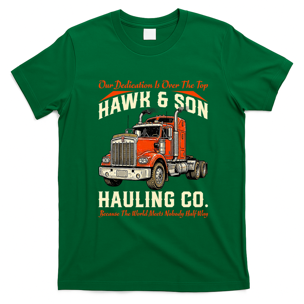 Funny Hawk & Son Hauling Company Big Rig Pride Vintage T-Shirt - Irish Green