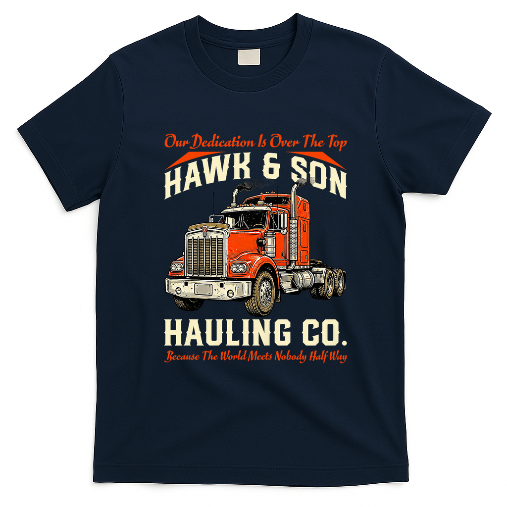 Funny Hawk & Son Hauling Company Big Rig Pride Vintage T-Shirt - Navy Blue