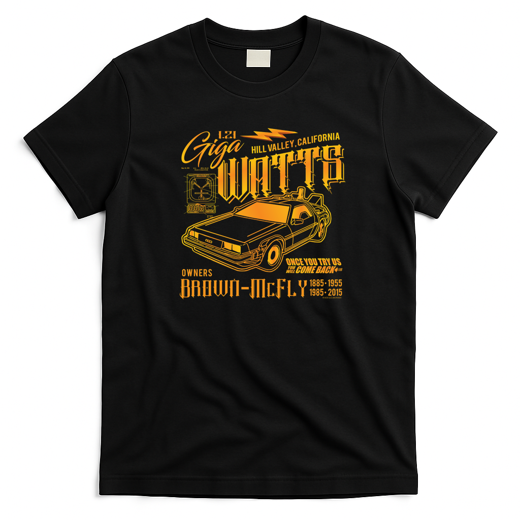 Gigawatts Garage DeLorean T-Shirt - Black