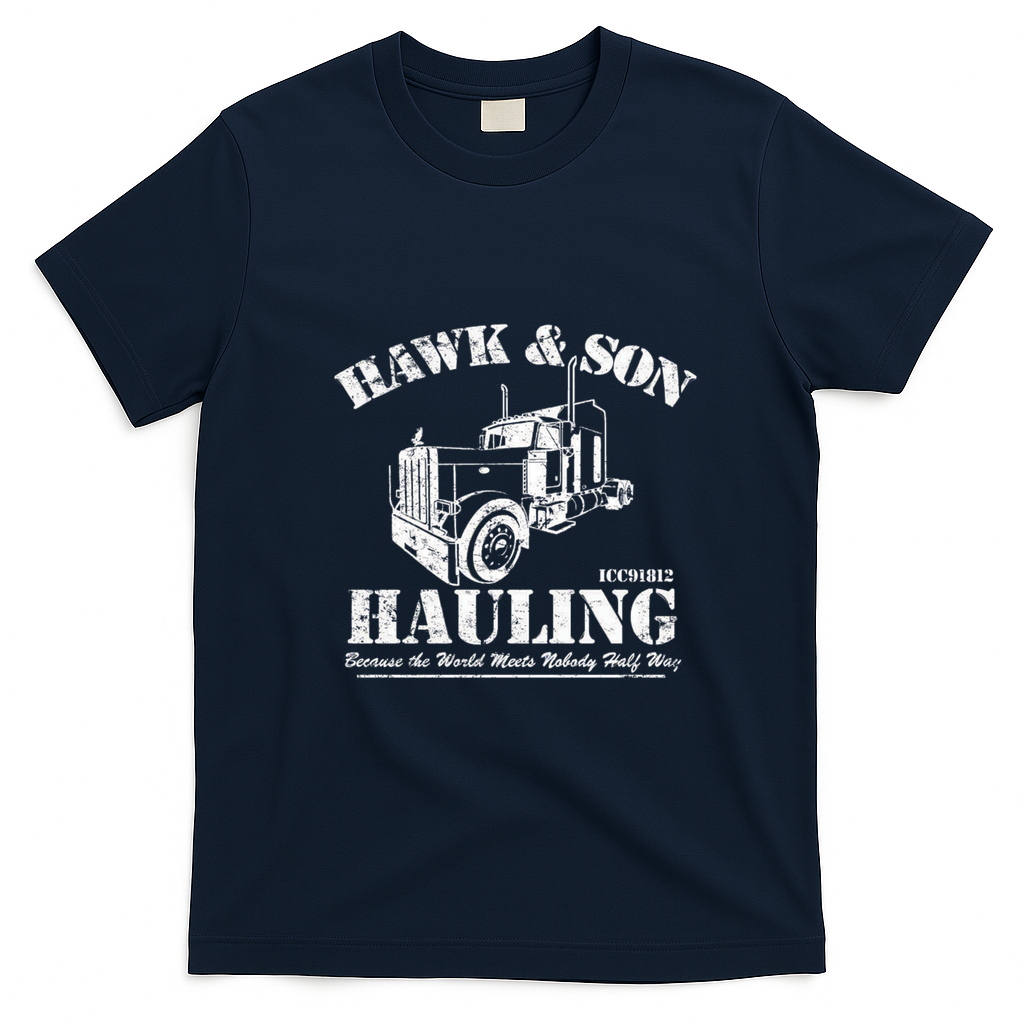 Hawk & Son Hauling Distressed Graphic Tee - Navy Blue