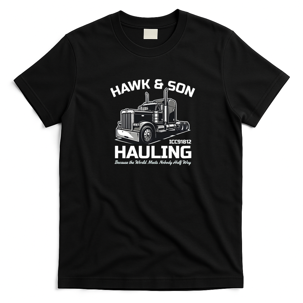 Hawk & Son Hauling Trucking Company Vintage T-Shirt - Black