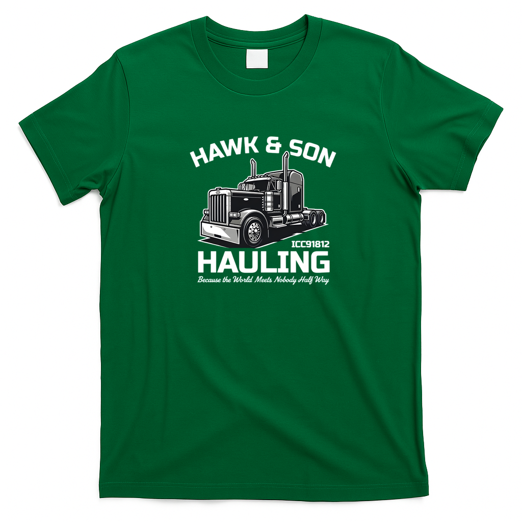 Hawk & Son Hauling Trucking Company Vintage T-Shirt - Irish Green