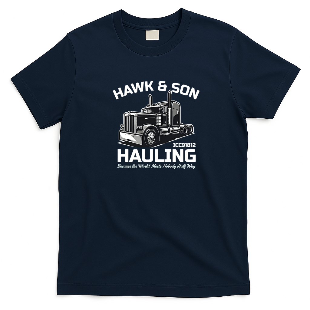 Hawk & Son Hauling Trucking Company Vintage T-Shirt - Navy Blue