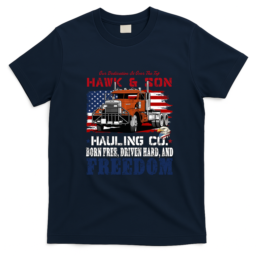 Over the Top 4th of July Trucker T-Shirt - Navy Blue