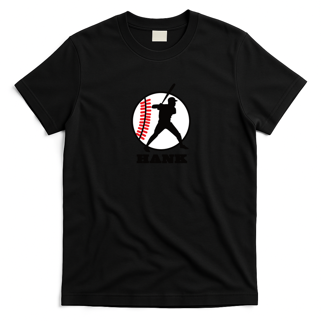Hank Baseball Retro Graphic Tee - Black