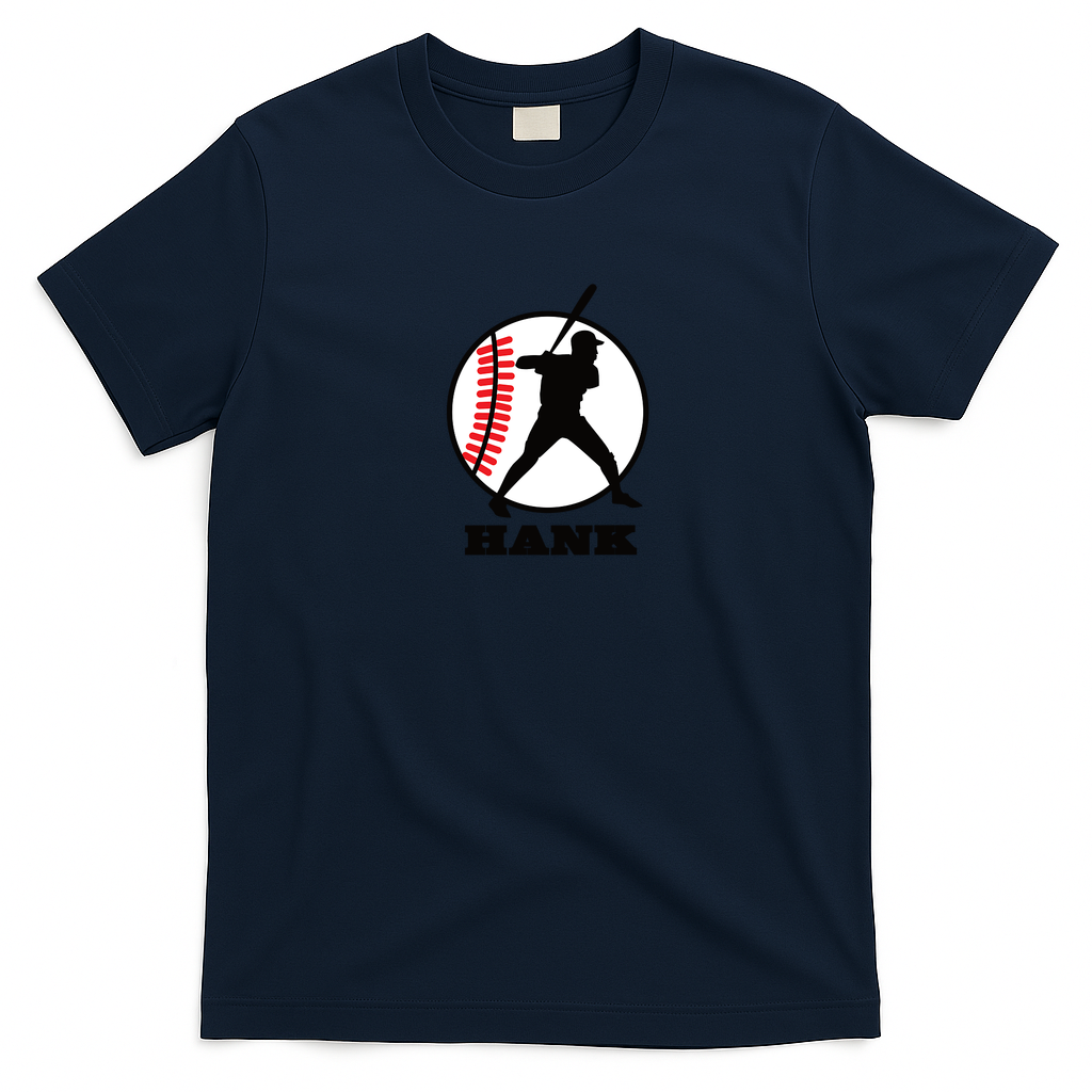 Hank Baseball Retro Graphic Tee - Navy Blue