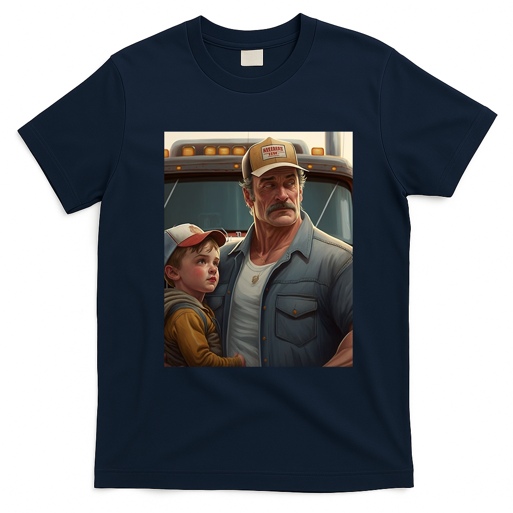 Husband Dad Trucker Legend Graphic T-Shirt - Navy Blue
