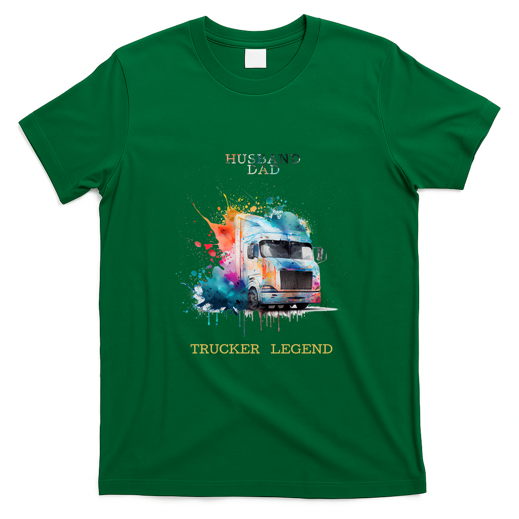 Husband Dad Trucker Legend Retro Tee - Irish Green