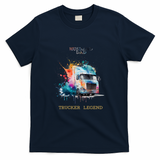 Husband Dad Trucker Legend Retro Tee - Navy Blue