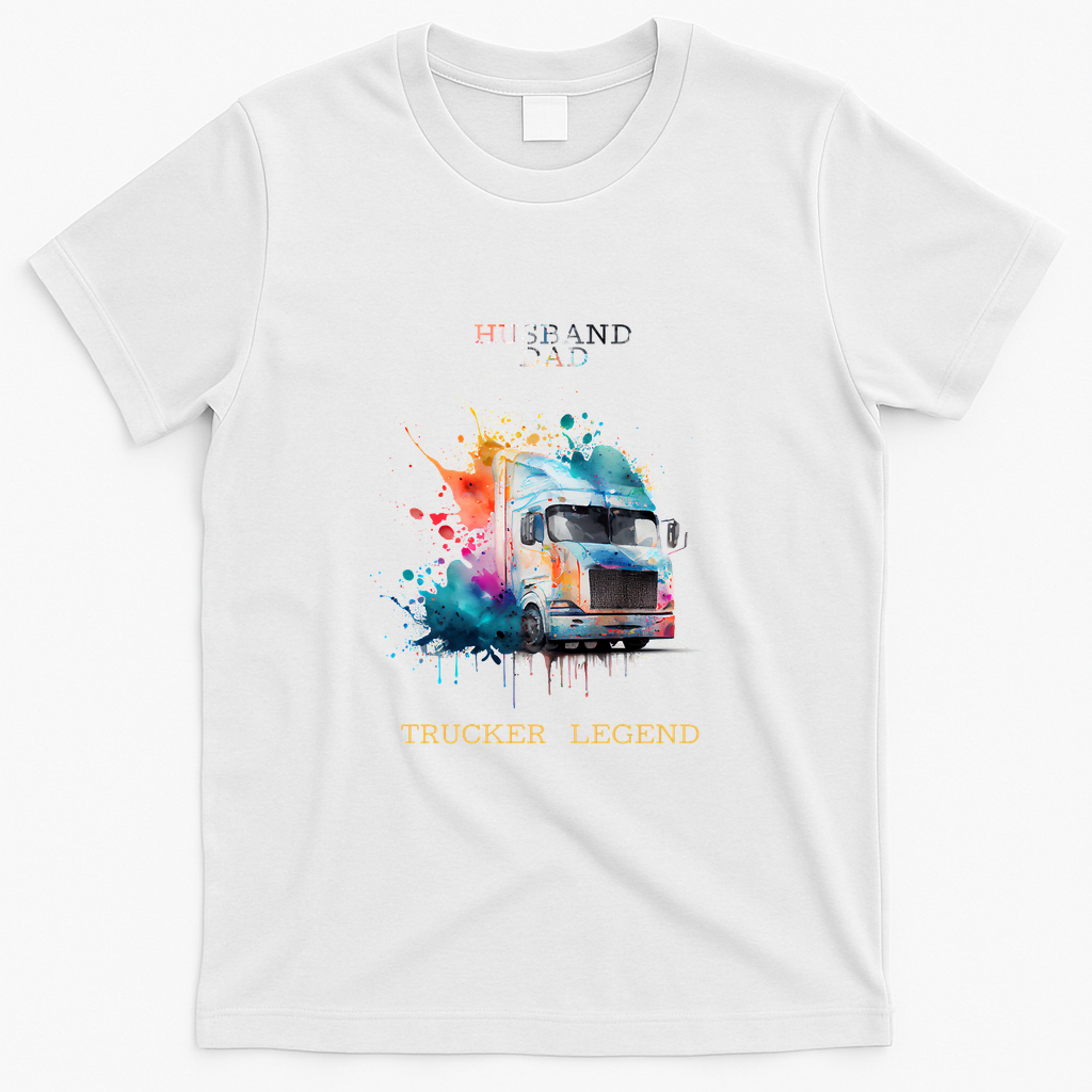 Husband Dad Trucker Legend Retro Tee - White