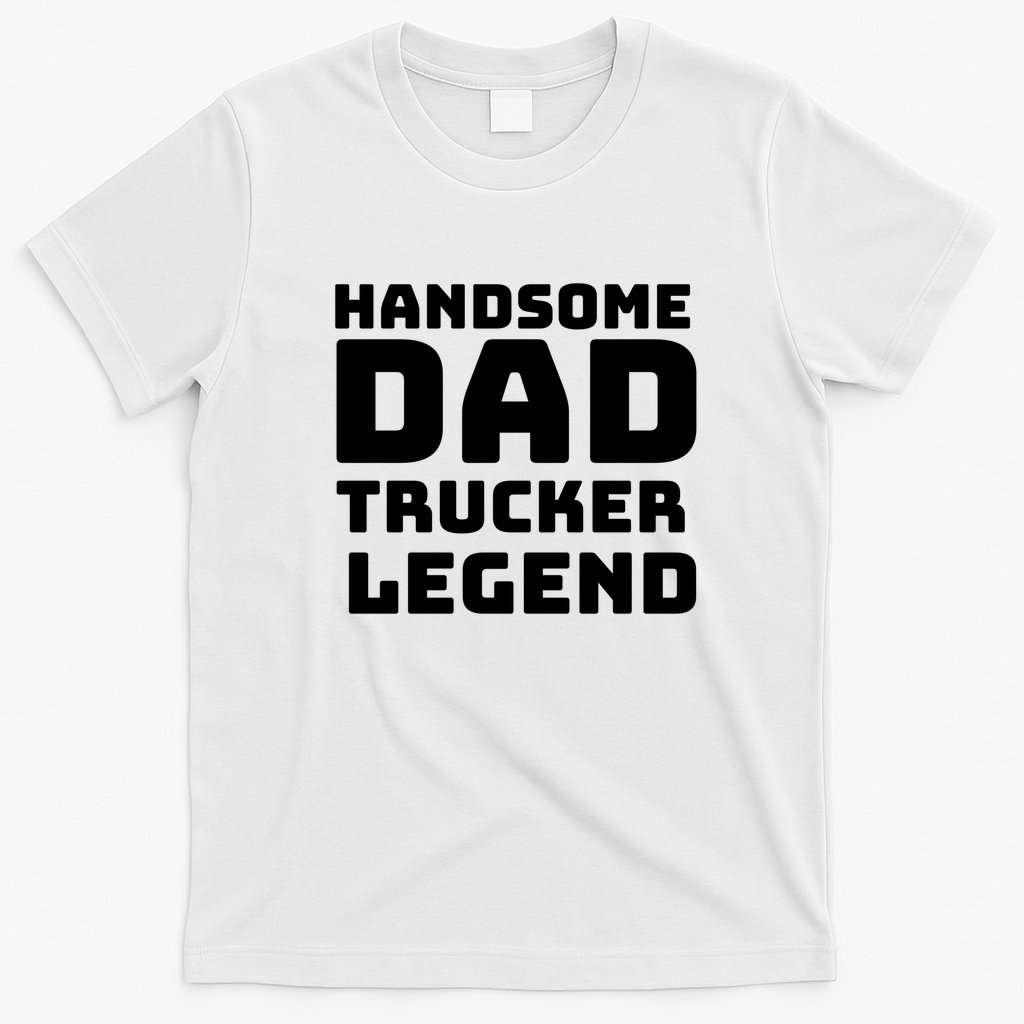 Handsome Dad Trucker Legend Retro Graphic Tee - White