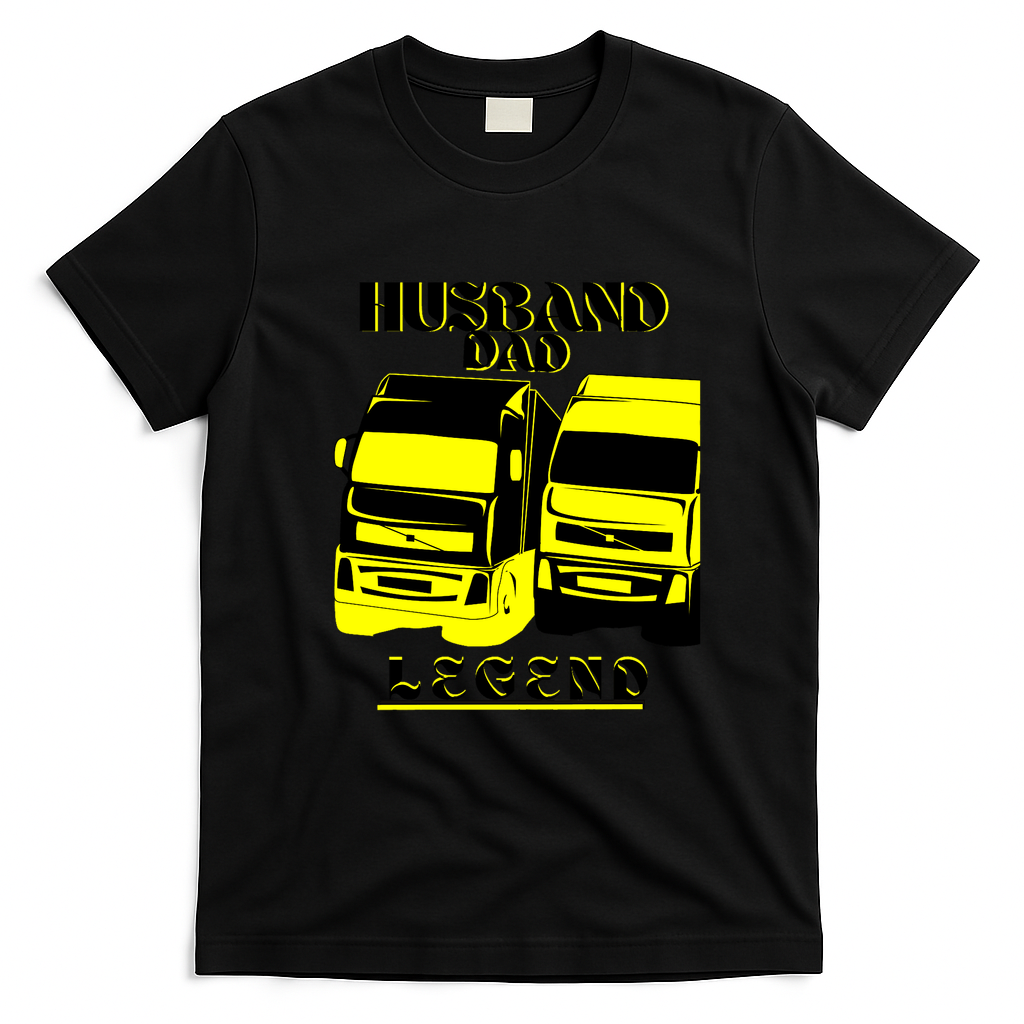 Husband Dad Trucker Legend Classic Graphic Tee - Black