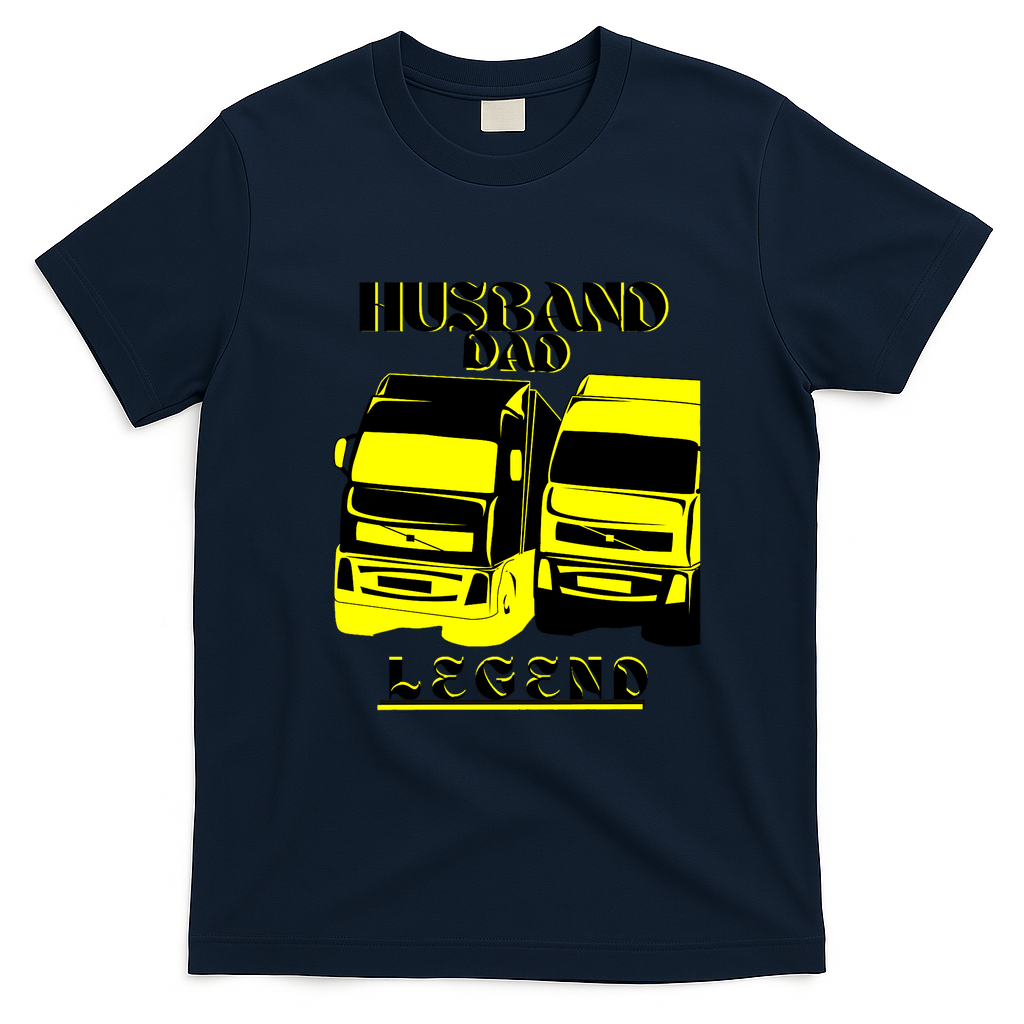Husband Dad Trucker Legend Classic Graphic Tee - Navy Blue