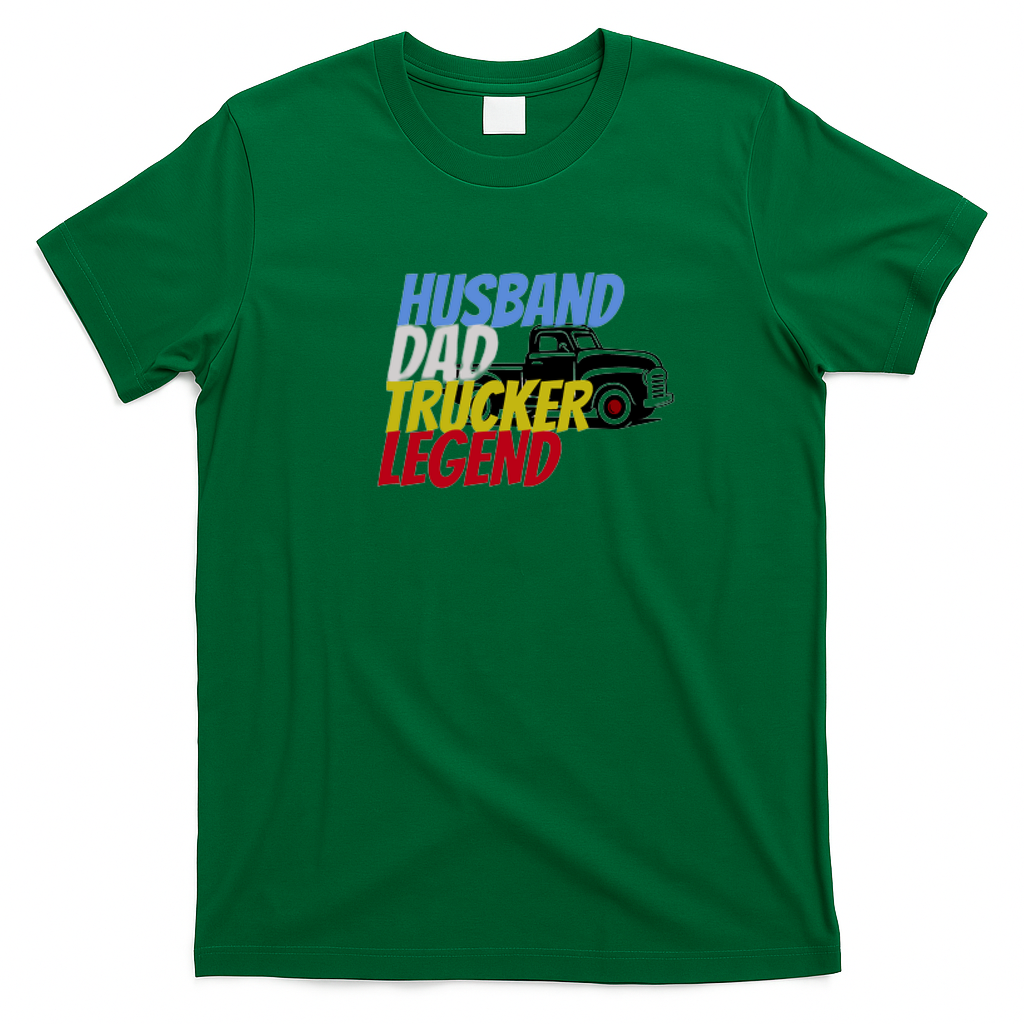 Husband Dad Trucker Legend Bold Logo Tee - Irish Green