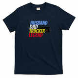 Husband Dad Trucker Legend Bold Logo Tee - Navy Blue