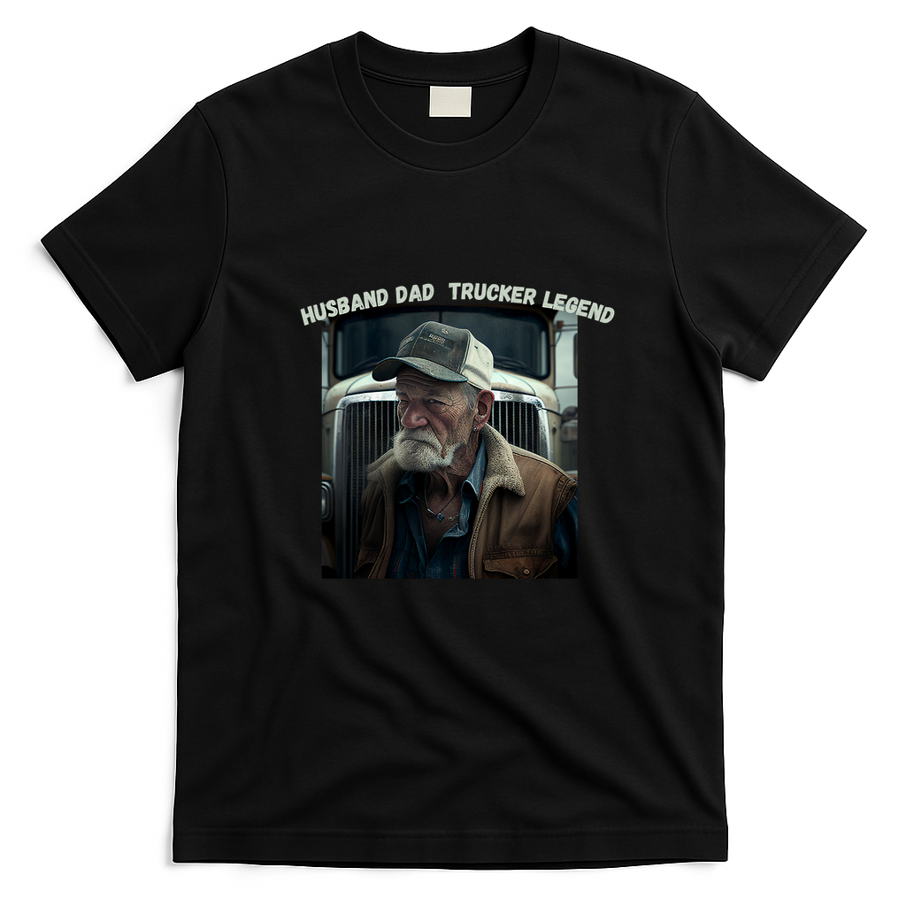 Husband Dad Trucker Legend Classic Logo T-Shirt - Black