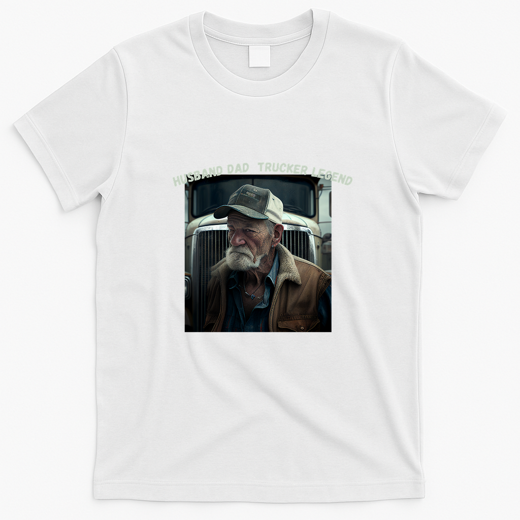 Husband Dad Trucker Legend Classic Logo T-Shirt - White