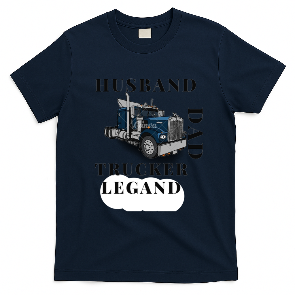Husband Dad Trucker Legend Classic Tee - Navy Blue