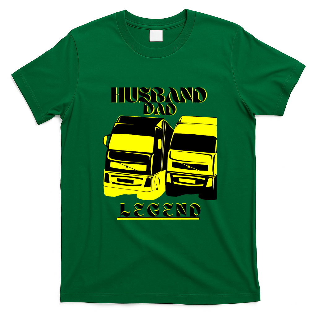 Husband Dad Trucker Legend Vintage Logo Tee - Irish Green